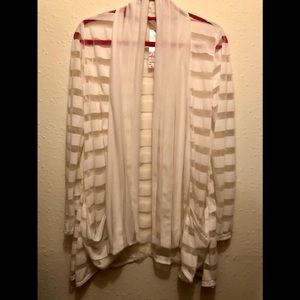 Bright White Summer Sheer Striped Cardigan NWT